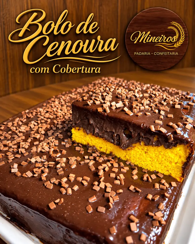 Bolo de cenoura com cobertura de chocolate