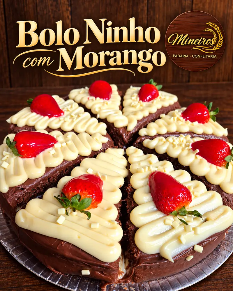 Bolo Ninho com morango