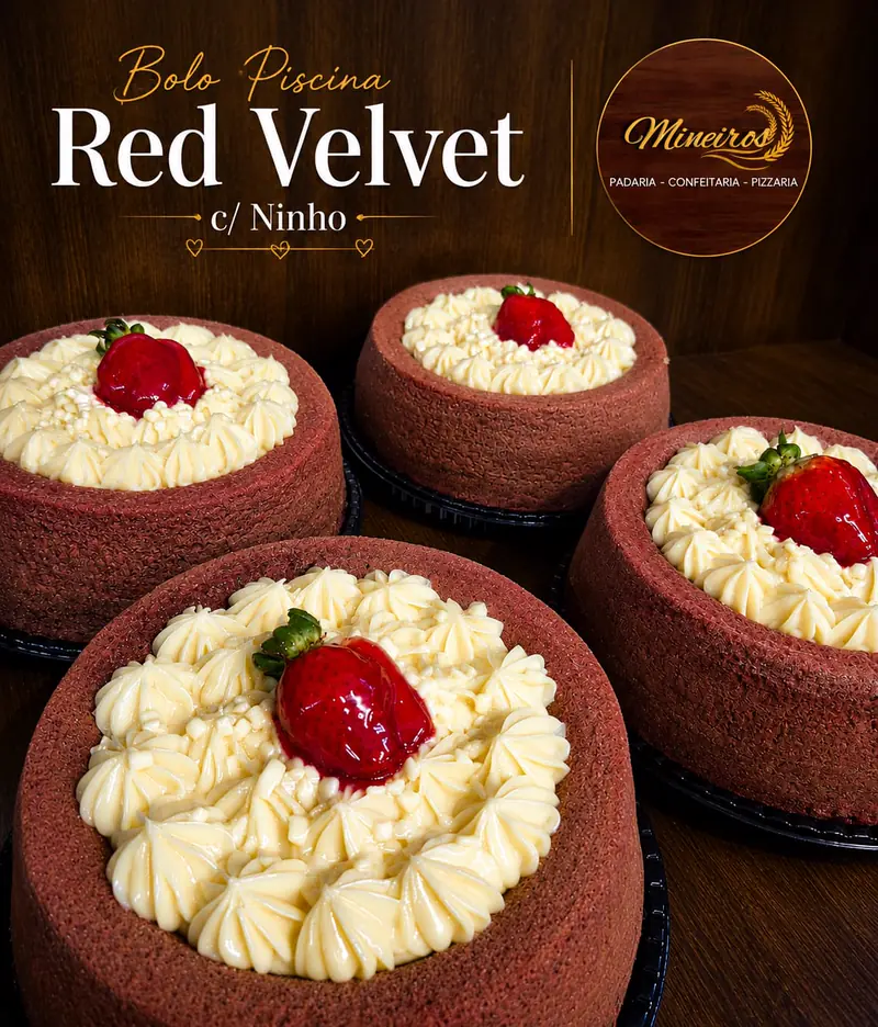 Bolo piscina Red Velvet com Ninho